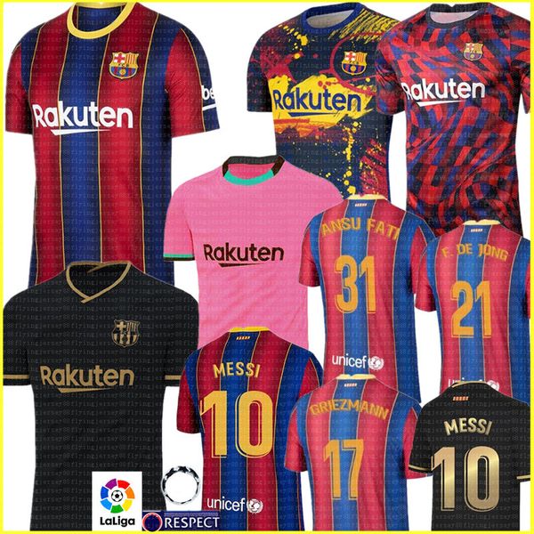 

messi fc barcelona soccer jersey 20 21 camiseta de futbol ansu fati griezmann f. de jong maillots de football shirt men kids kit camisa, Black;yellow