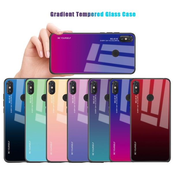 

gradient tempered glass phone soft frame case for xiaomi redmi s2 pocophone f1 note 6 pro 6x a2 mix 3 2s 8