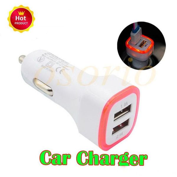 

2020 5v 2.1a dual usb ports led light car charger adapter universal charing adapter for iphone samsung s7 htc lg cell phone