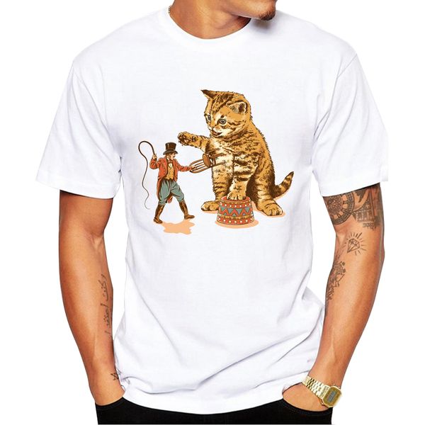 

2018 summer men t shirt short sleeve casual cool tee fashion cat printed t-shirts