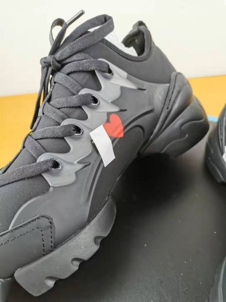 

fashion designer brand lace-up casual old dad shoes pvc film sunflower printing color combination womens sports chaussures, Black