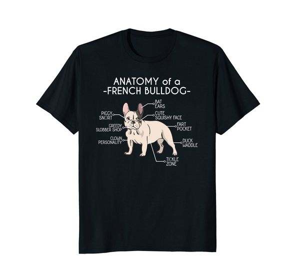 

2019 new short sleeve casual anatomy of a french bulldog shirt bulldog shirt man t shirt good quality