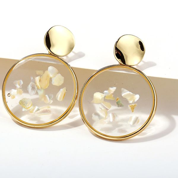

vintage big shell resin drop dangle earrings for women geometric wedding party jewelry gold color metal large statement earrings, Silver