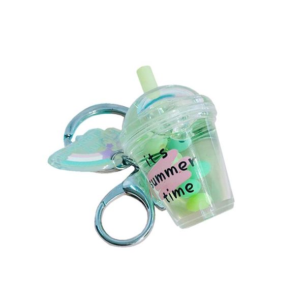 

cute coffee cup dollhouse miniature keyring drink bottle quicksand keychain, Silver