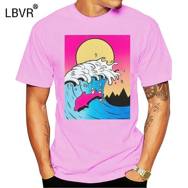 

pink dolphin till dusk t-shirt black mens streetwear waves tee fitness tee shirt