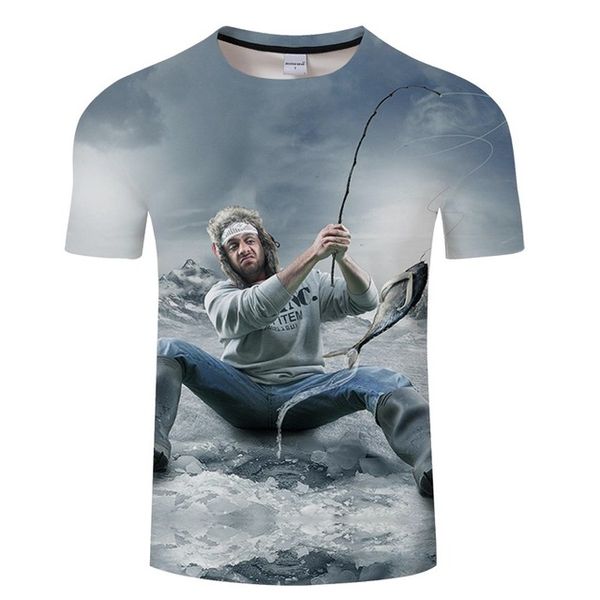

modal fun fish print digital fishing asian 3d print shirts comics horror humor men clothing
