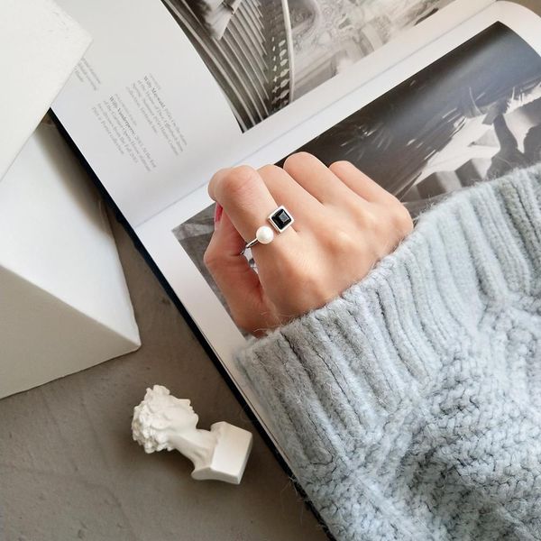 

simple pearl fashion ring in sterling silver