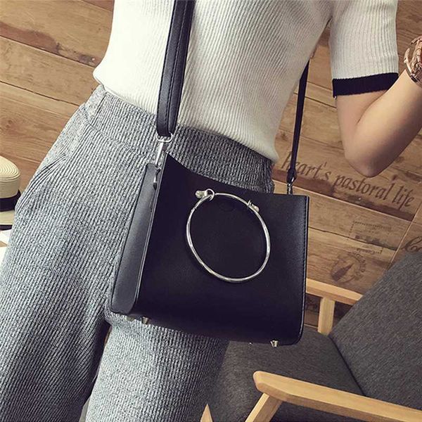 

2 pcs women handbag set metallic ring tote bag women shoulder messenger bag luxury handbags bags designer