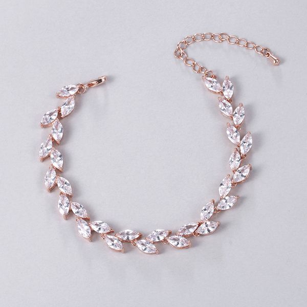 

marquise cubic zirconia crystal tennis bridal bracelets cz wedding jewelry in rhodium rose gold yellow gold colors, Black