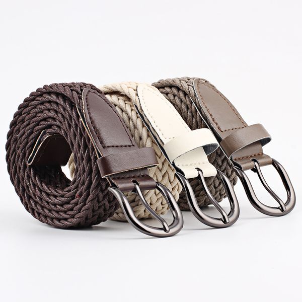 

2020 alloy 103cm women braided belt with twist and wax cord fashion casual stretch twist woven belt wax rope braided waistband, Black;brown