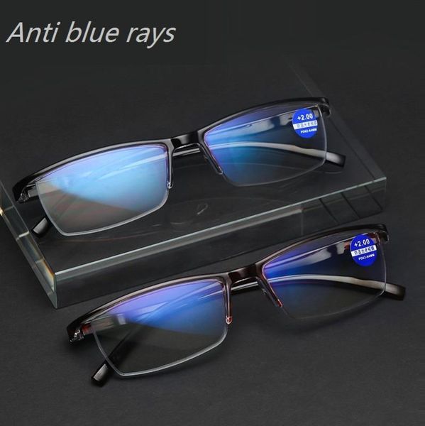 

half frame reading glasses men's presbyopia men women vintage semi rimless integrated anti blue ray 1.0 1.5 2.0 2.5 3.0 3.5 4.0, White;black