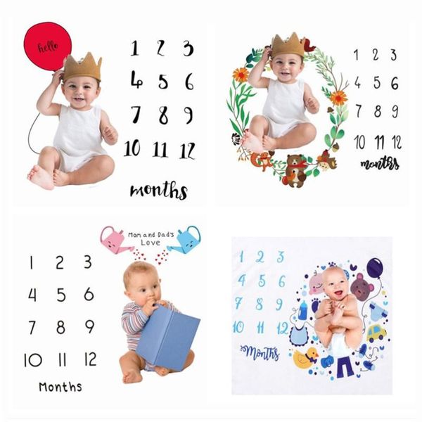 

12 monthly newborn baby monthly growth milestone blanket pgraphy props background cloth commemorate rug