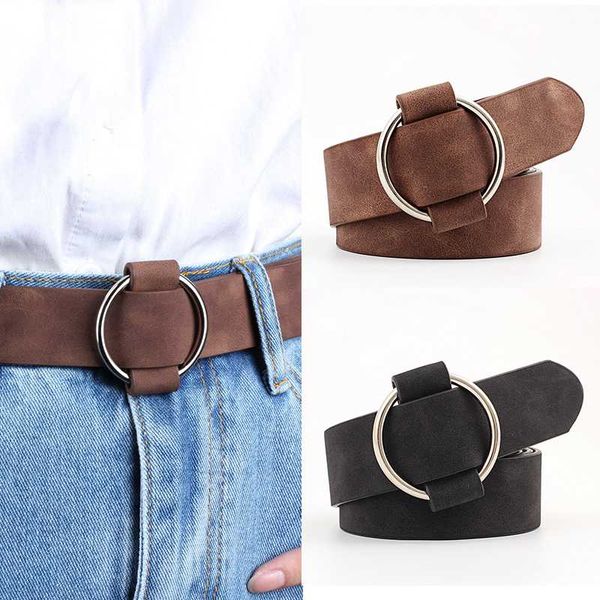

genuine quality ladies fashion latest needle-metal round buckle belt jeans wild the women belt for, Black;brown