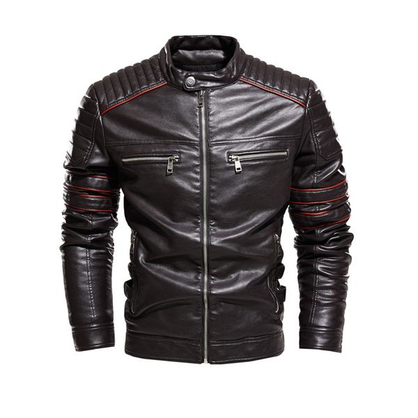 

men's fur & faux leather jacket 2021 warm and comfortable men coat recreational motorcycle plus size, Black
