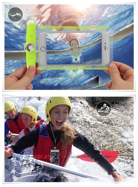 

dhl pvc waterproof phone case underwater diving transparent dry bag with armband fit for 6.0 inch smart phones