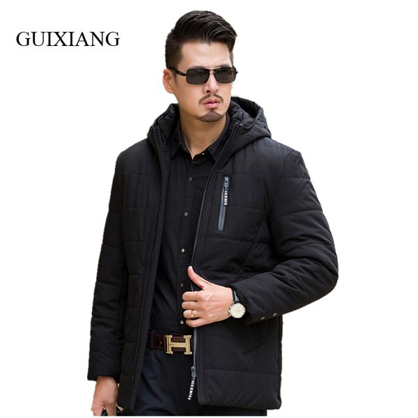 

new arrival style men boutique parkas business casual solid thick hooded men's loose cotton clothes jacket large size l-7xl, Black