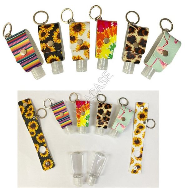 

30ml hand sanitizer bottle sleeve key chain fashion leopard sunflowers printed portable hand sanitizer bottle cover sleeve key ring d92103, Blue