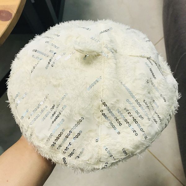 

2020 new sequins berets women breathable beret hat for spring summer autumn, Blue;gray