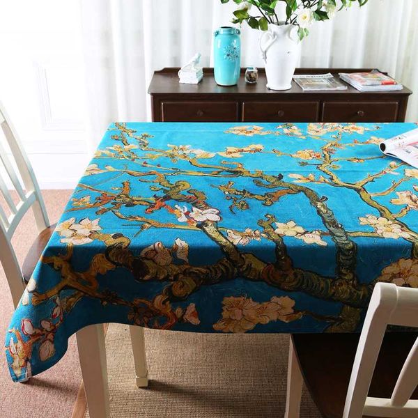 

nordic gogh painting apricot flower table cloth thick linen dining tablecloth coffee restaurant home decorative cloth cover
