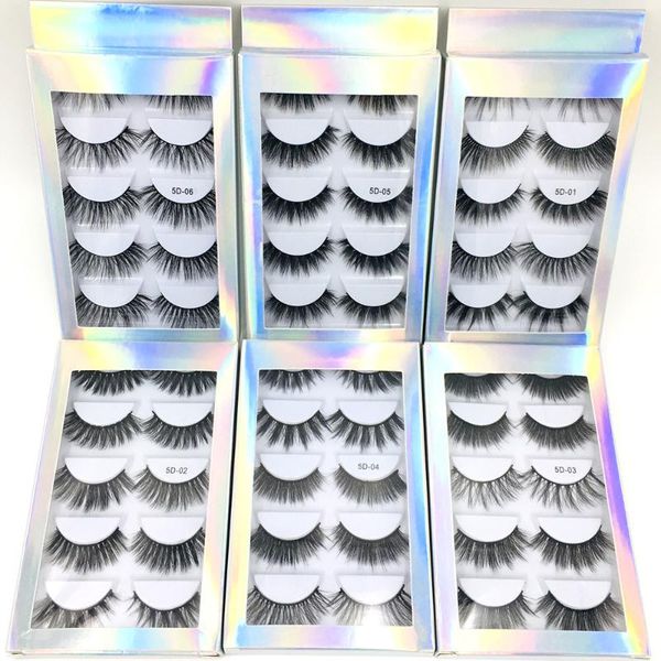 

5 pairs multipack 5d soft mink hair false eyelashes handmade wispy fluffy long lashes makeup tools faux eye lashes