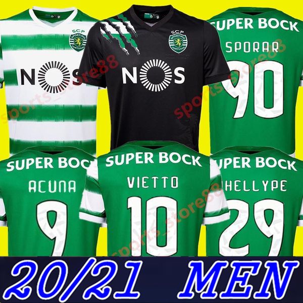 

20 21 sporting cp soccer jerseys phellype 2020 2021 sporting lisbon vietto football shirt coates acuna sporar jovane men kids kit uniform, Black