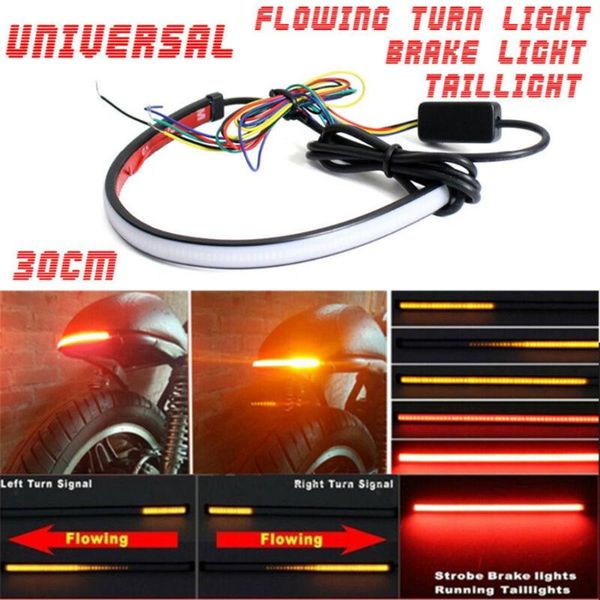 

30cm motorcycle flowing tail drl brake turn signal led strip lights waterproof