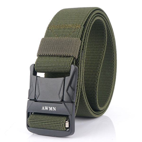 

tactical belt 125cm punch new design magnetic buckle belt soft real nylon tactical waist outdoor hunting, Black;gray