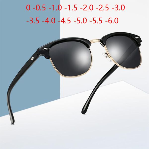 

0 -0.5 -1.0 to -4.0 prescription polarized sunglasses men women minus degree semi-rimless myopia sunglasses gafas, White;black