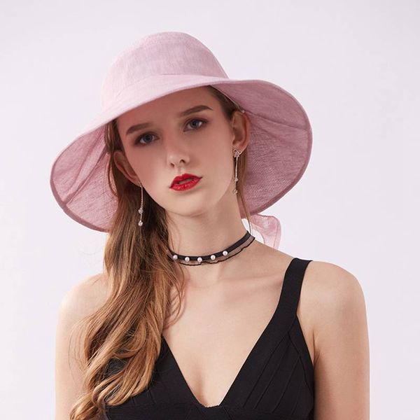 

wzcx 2020 fashion new bow korean version solid color summer hat foldable tide women beach cap empty hat, Blue;gray