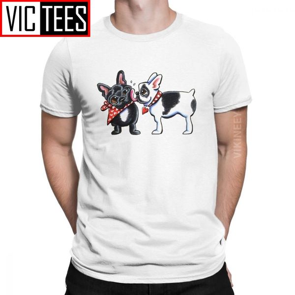 

французский поцелуй французский бульдог собачников мужская футболка vintage t-shirt хлопок графический 3d печать camisas hombre негабаритног