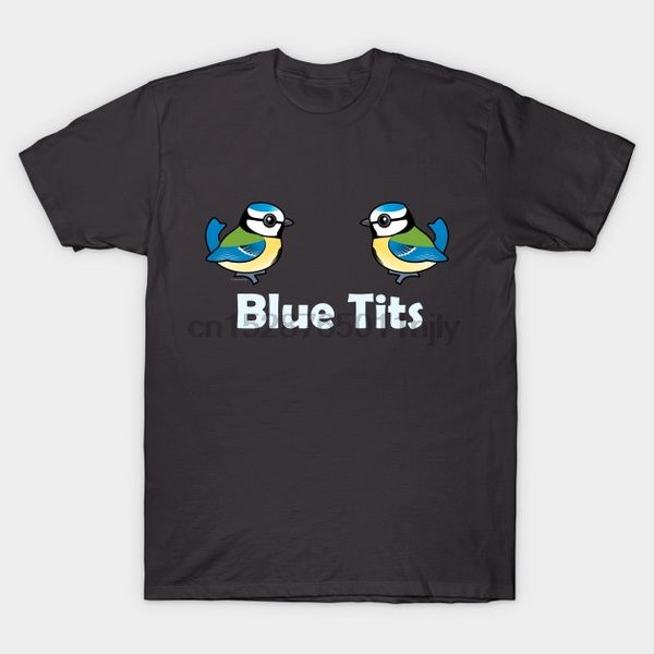 

men tshirt cute funny cartoon blue tits birds t shirt printed t-shirt tees top