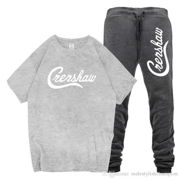 

tshirts long trousers sports suits fashion designer mens 2pcs sets nipsey hussle crenshaw mens tracksuits summer, Gray