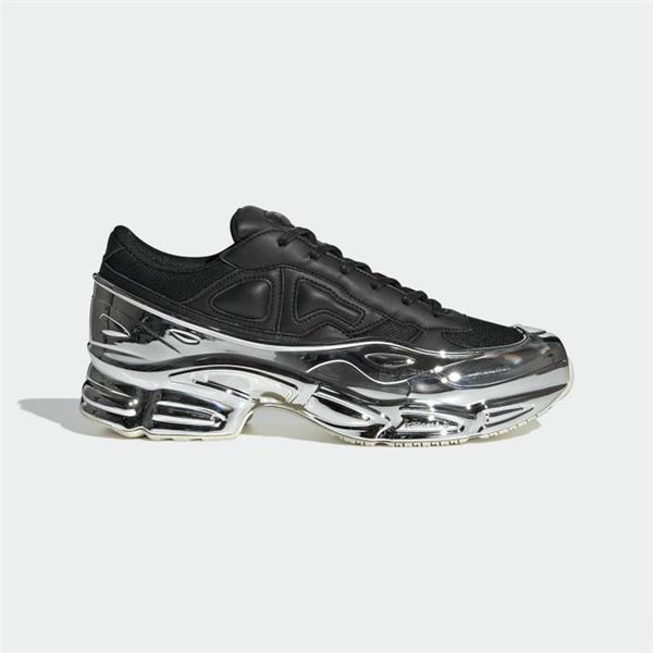

latest women sneaekers raf simons oversized sneaker ozweego shoes in silver metallic dip effect sole sport trainer multicolor size 36-45, Black