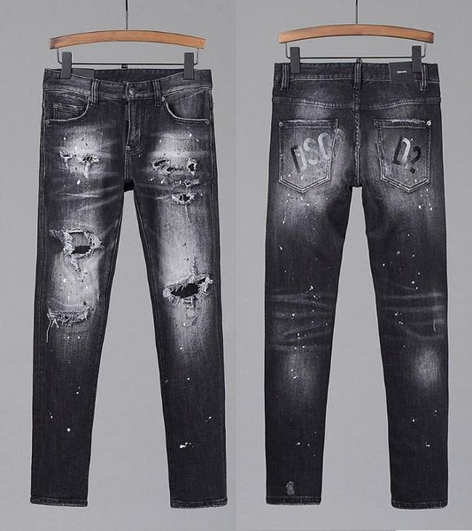 

european style brand jeans men stretch elastic slim denim jeans mens casual washed black pockets for man 8224, Blue