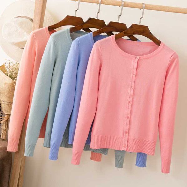

women's knits & tees 2021 selling spring woman sweater fashion knitted long sleeve o-neck solid loose size casual cardigan, White