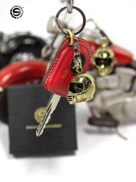 

star field knight motorcycle brass bell pendant key keychains purse bag buckle pendant for car keyring key chains with gift box, Silver
