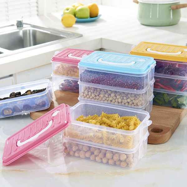 

three-layer portable anti-string flavor refrigerator storage box transparent container home kitchen seales storage boxes
