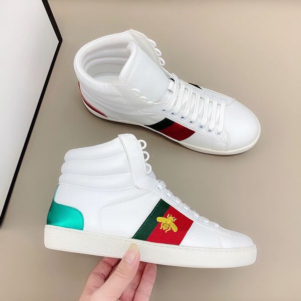 

2020 fashion men casual high shoes sneakers green red stripe italy bee embroidered trainers running designer shoes with box8