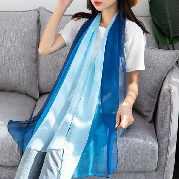 

scarves oversize sunscreen gradient silk scarf for women 2021 summer long lady shawl female wraps chiffon bandana hijabs soft beach, Blue;gray