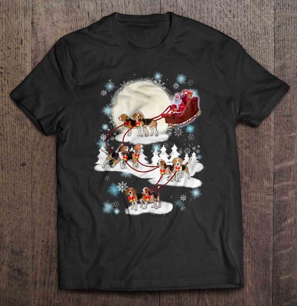 

мужчины тенниска santa и бигль олени женщина футболка