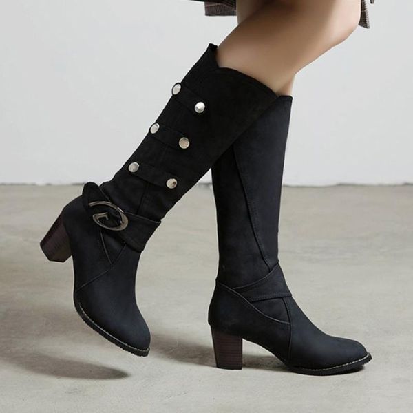 

boots women's high heel autumn and winter knee fashion scrub warm snow shoe, Black