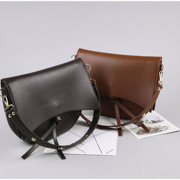 

vintage fashion saddle bags woman female shoulder bag wide strap pu leather crossbody bags for women handbags 2020