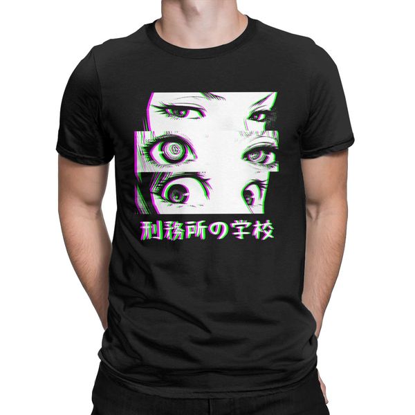 

men's t-shirts prison school eyes casual cotton tees short sleeve sad japanese anime aesthetic t shirt o neck clothes adult