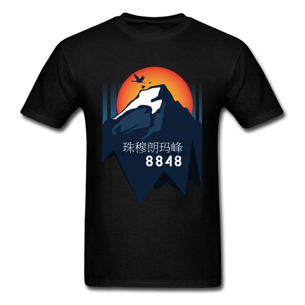 

men t-shirts mount everest sunset printed on tees 100% cotton o neck short sleeve clothing high street black sweater
