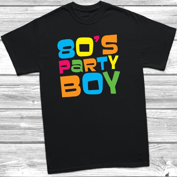 

80s party boy t-shirt fancy dress retro disco costume vintage men's cotton clothing t-shirts ringer t shirt