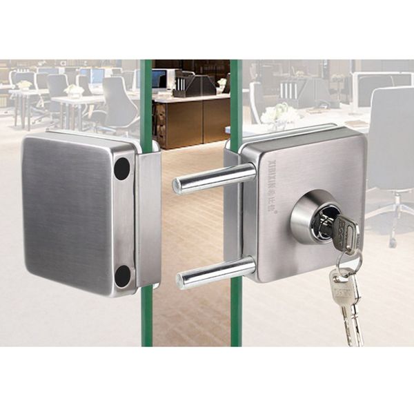 

stainless steel double glass door sliding door lock no punching, easy to install, 10mm-12mm