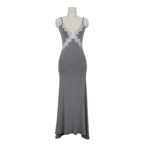 

casual dresses perhaps u gray strap sleeveless v neck knitted midi dress backless summer lace mermaid d1876, Black;gray