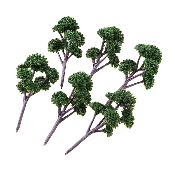 

6 pieces green podocarpus tree model train railway park architecture scenery diy