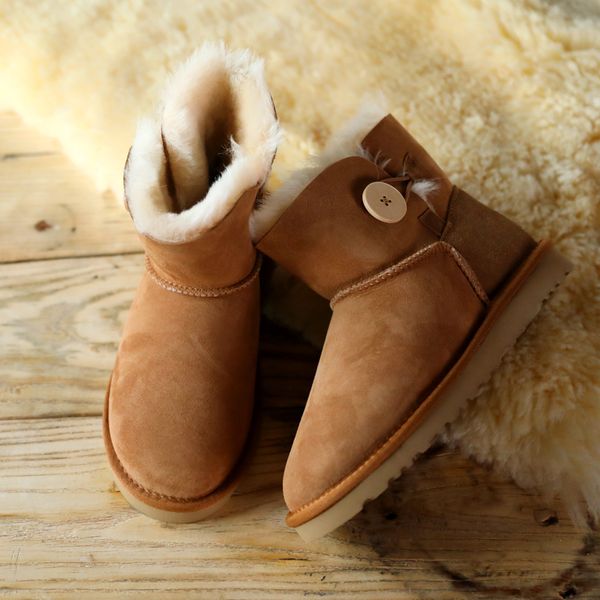 

tayunxing genuine leather women handmade shoes snow boots shearling button thicken wool low heel comfort warm winter boot 3352, Black