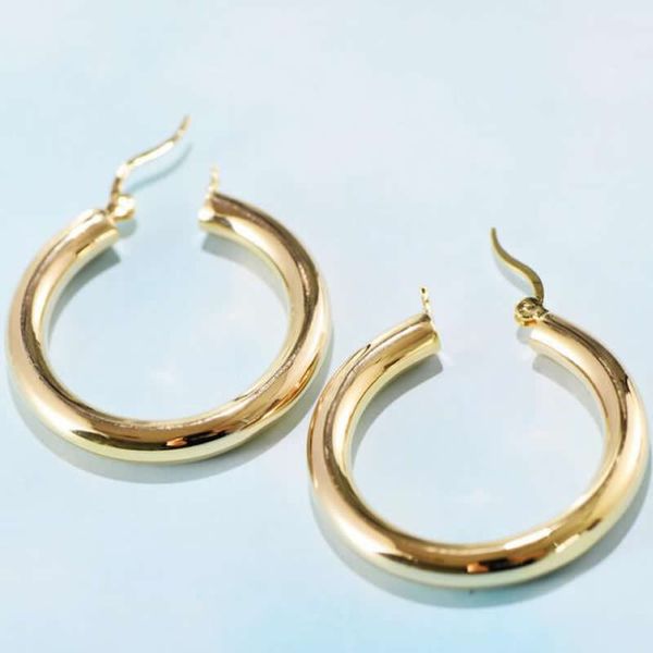 

new pure s925 silver earrings women smooth circle hoop earrings, Golden;silver